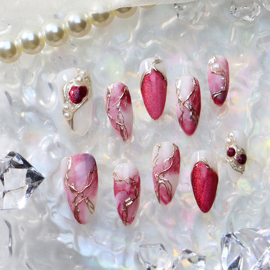 Marbling Pearl Press On Nails