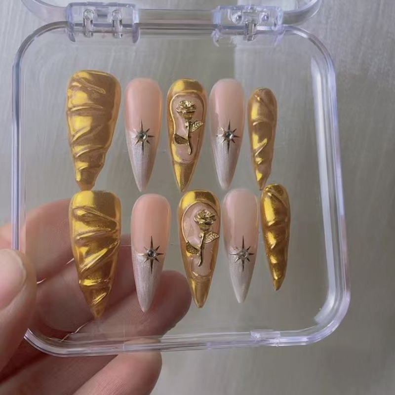 Golden  Press on nails