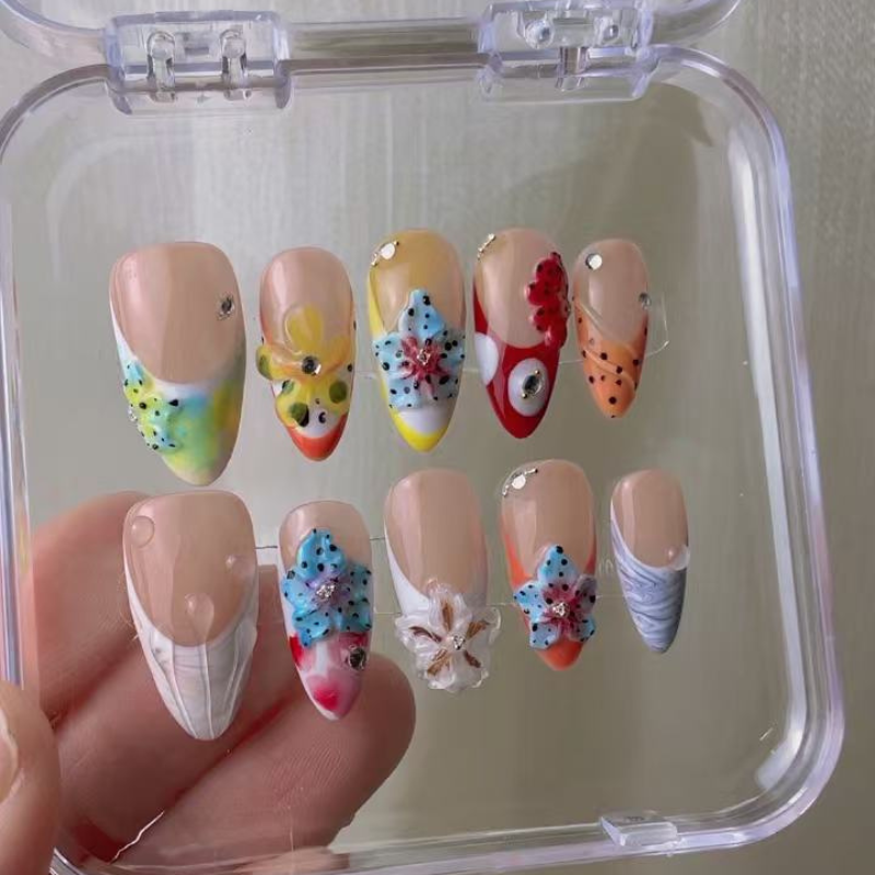 Almond 3d style nails 10