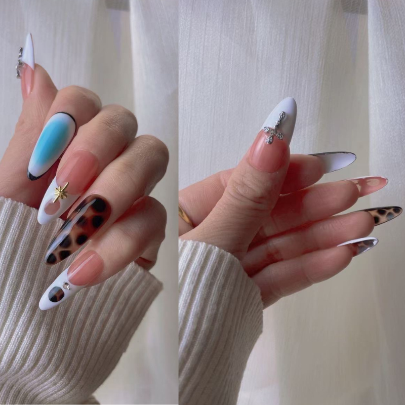 Short Style With Cross Press On Nails