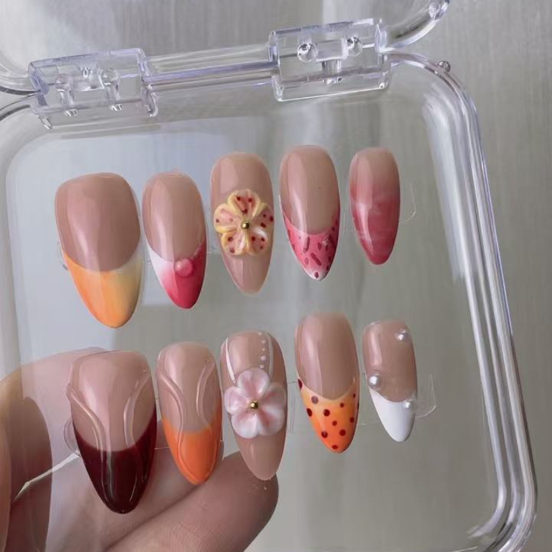 Almond 3d style nails 16