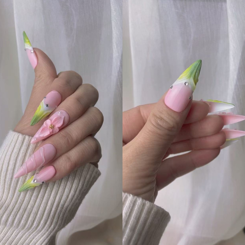 Handmade Pointy Style Press on Nails No.24