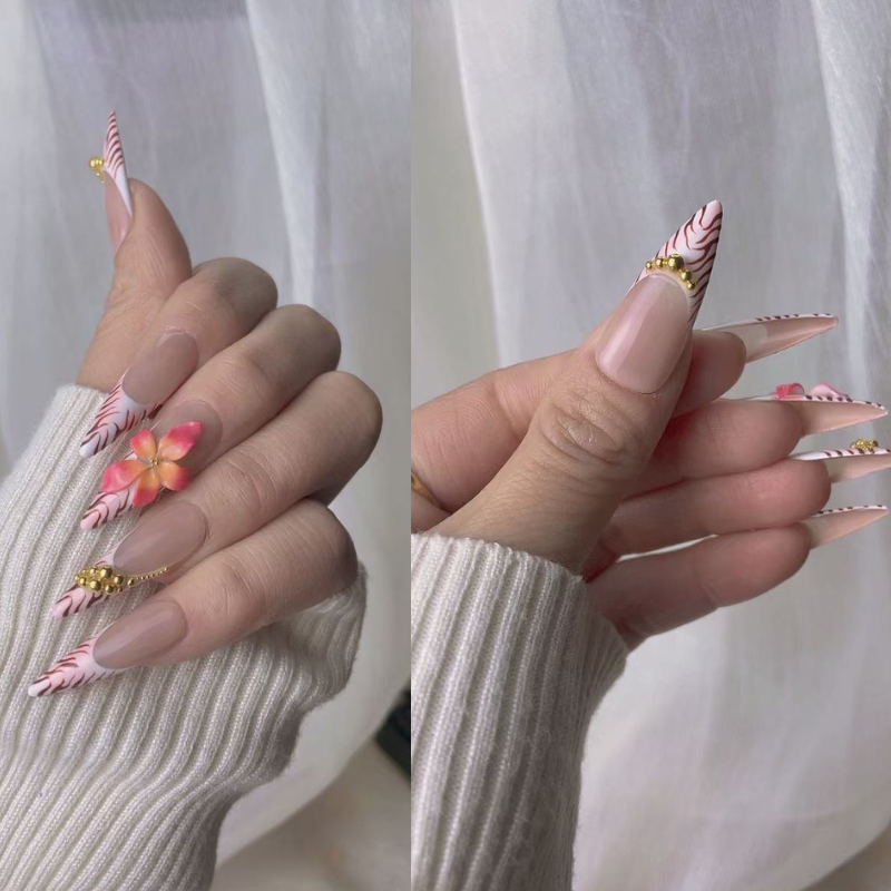 Handmade Pointy Style Press on Nails No.41