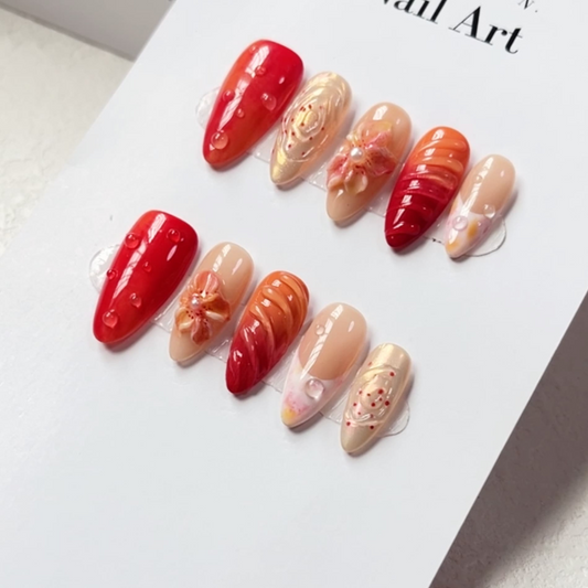 Almond 3d style nails 03