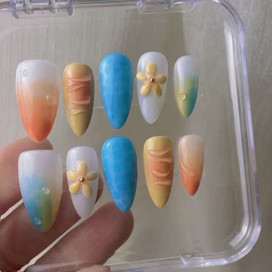 Almond 3d style nails 04