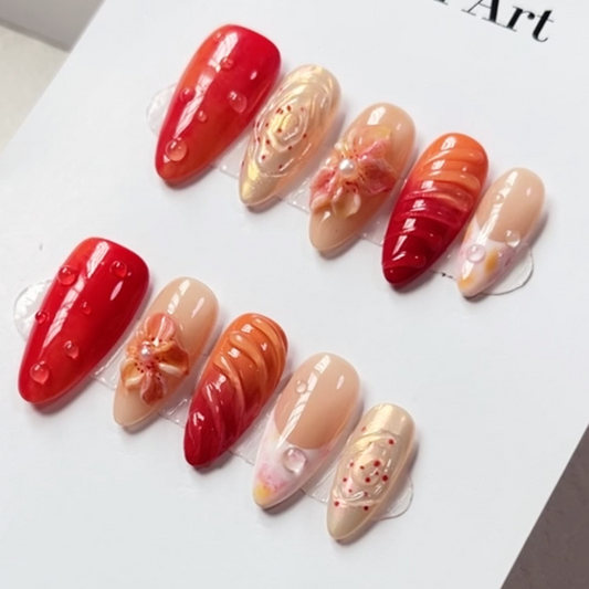 Almond 3d style nails 03