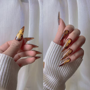 Popular Leopard Cat's Eye Simple All-Match Press on Nails