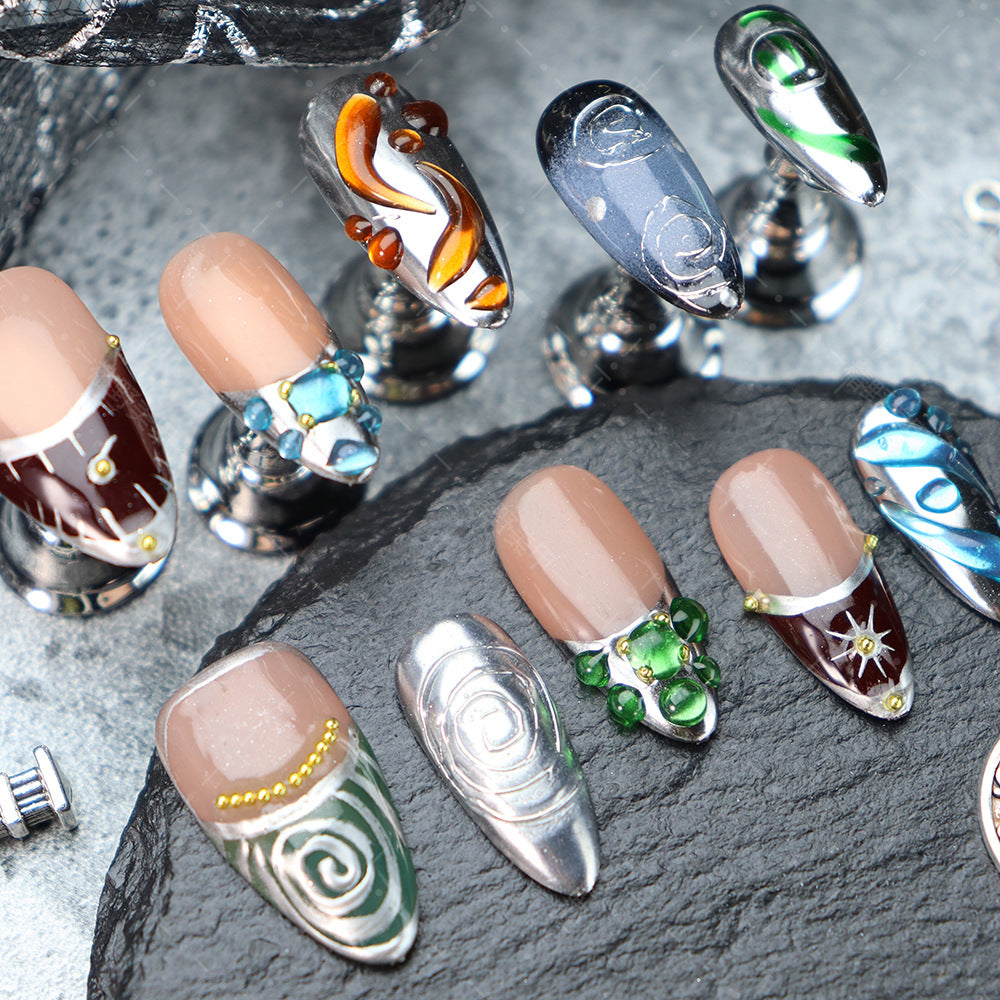 New European and American Color Jumping Handmade Punk Hot Girl Press on Nails