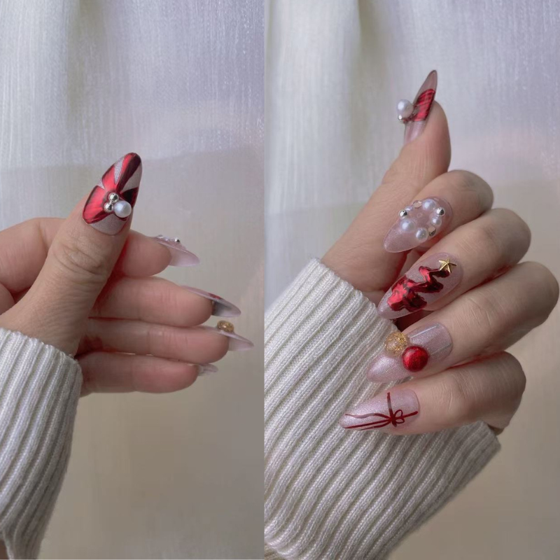 Christmas Pearl Press On Nails Live No.76