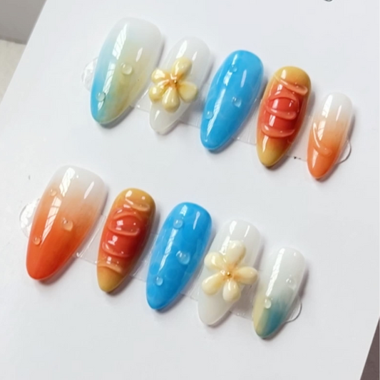 Almond 3d style nails 04