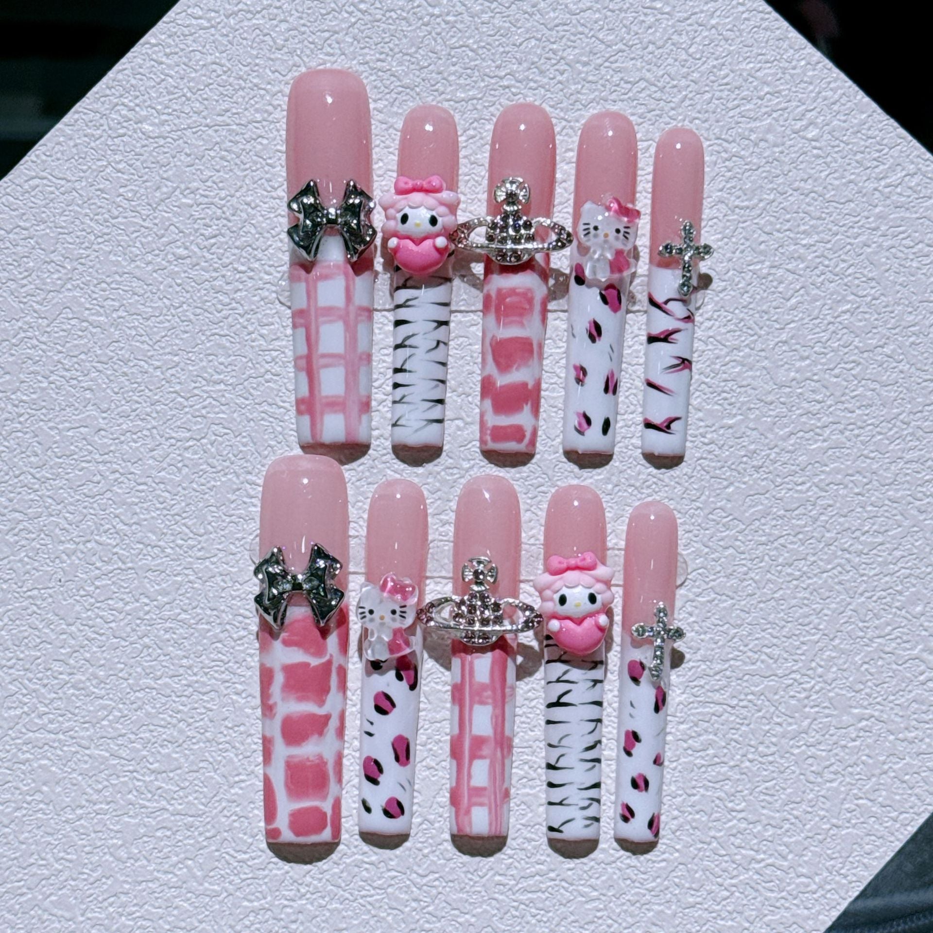 Long Style Hello Kitty Press On Nails No.70