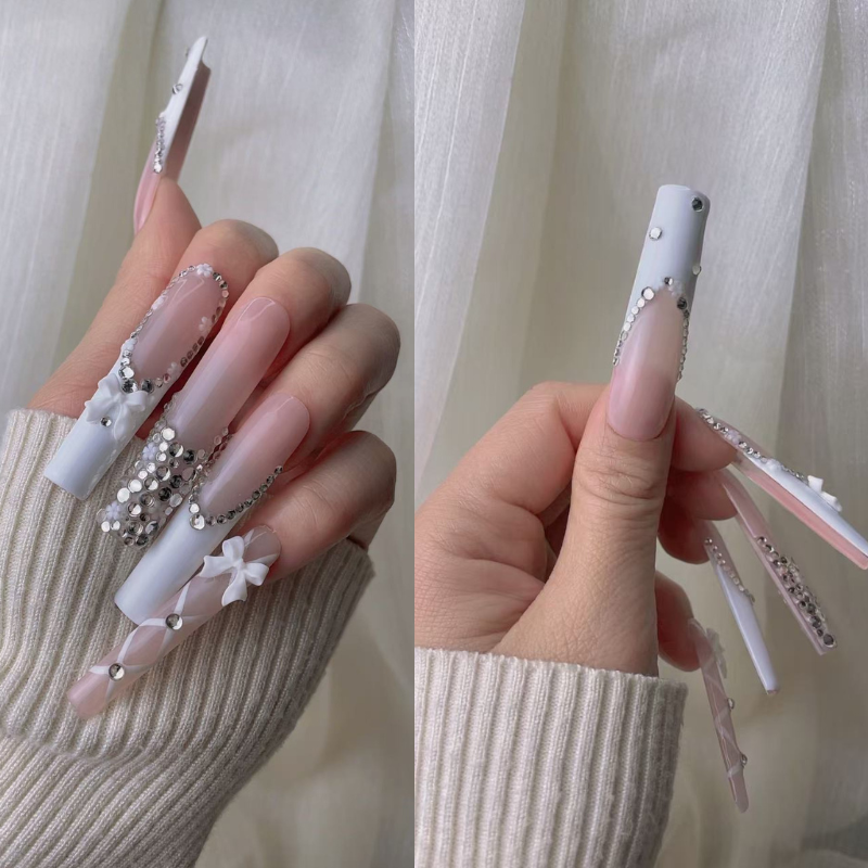 Long nails in white color