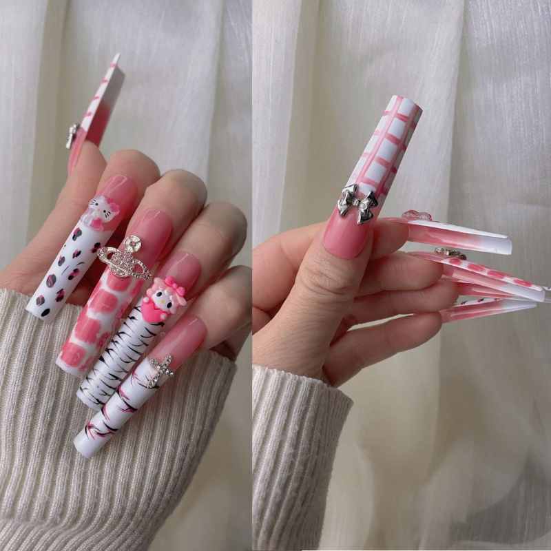 Long Style Hello Kitty Press On Nails No.70