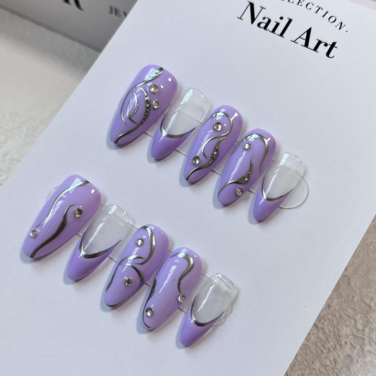 Almond style press on nails 21