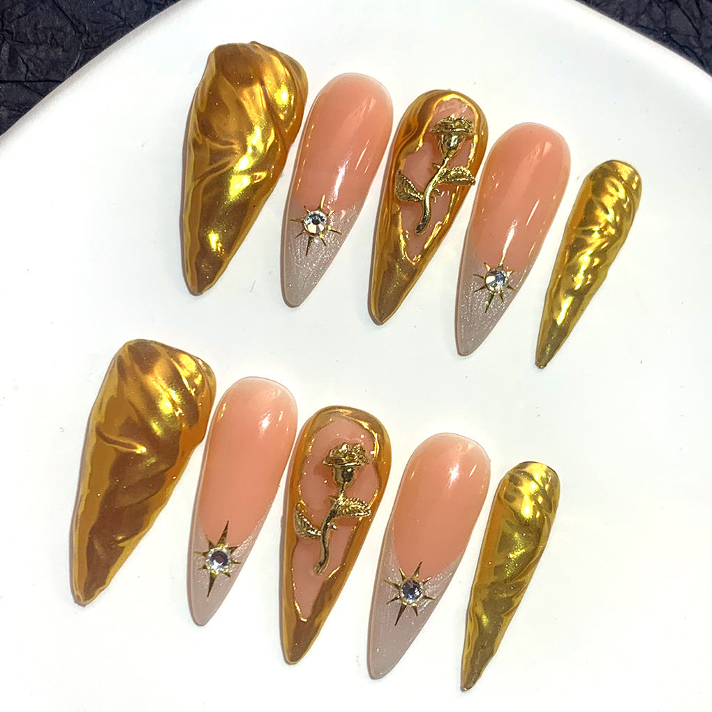 Golden  Press on nails