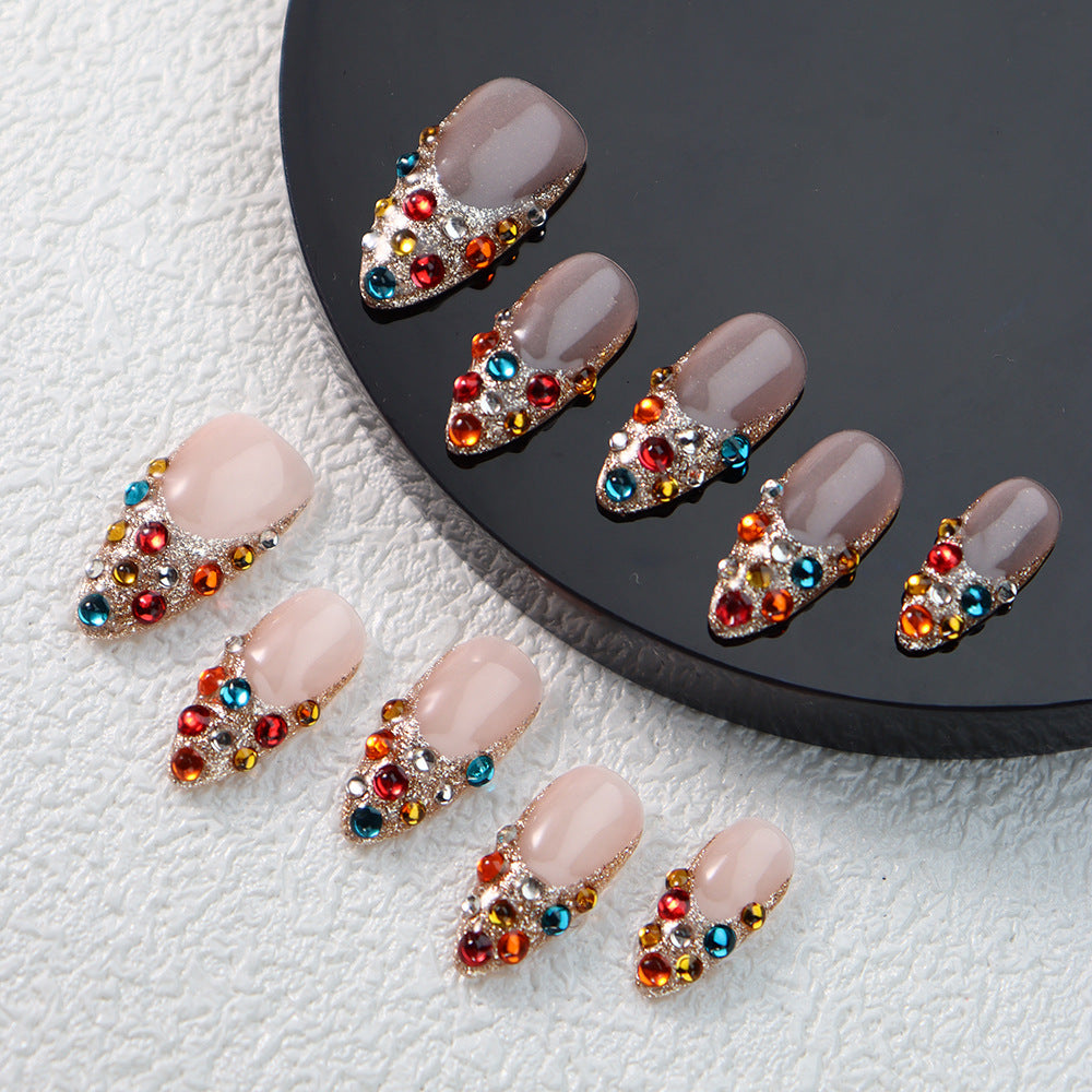 New Colorful Crystals press on nails