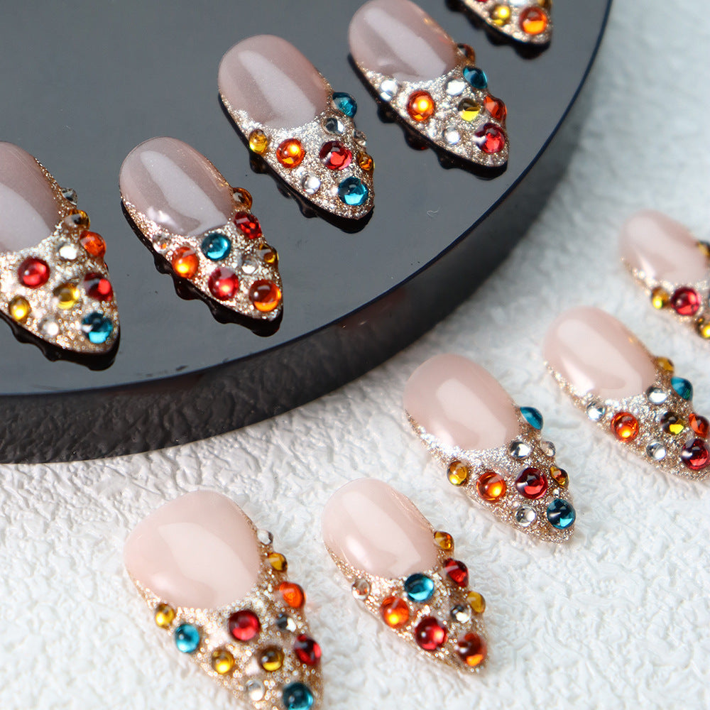 New Colorful Crystals press on nails