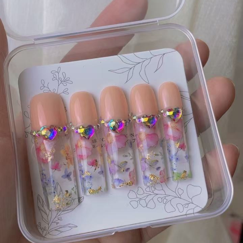 Long Style Flower press on nails