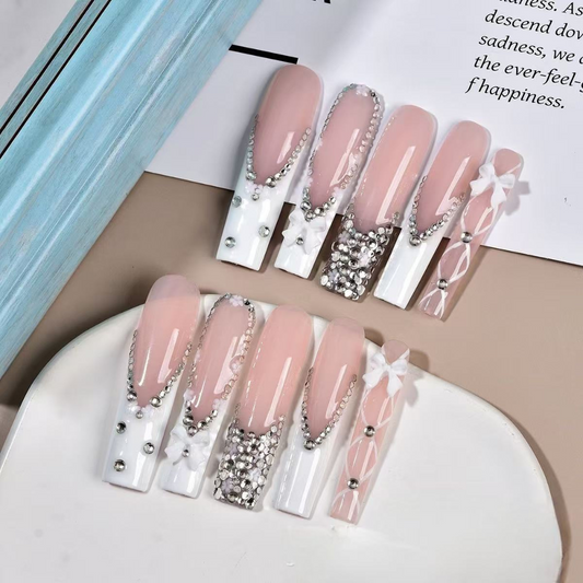 Long nails in white color