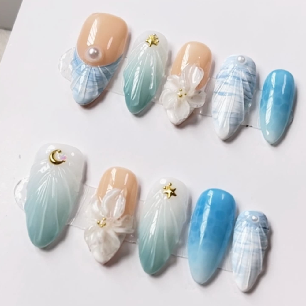 Almond 3d style nails 08