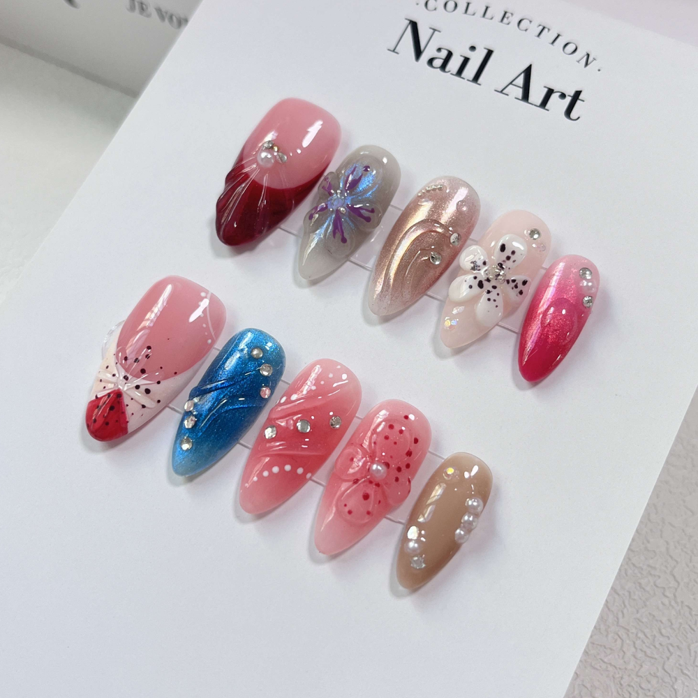 Almond 3d style nails 11