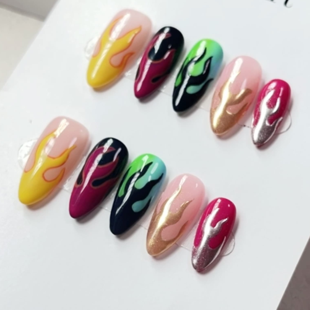 Almond 3d style nails 14