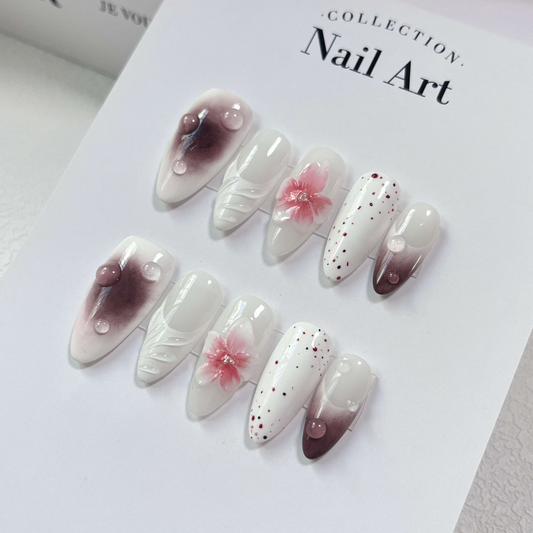 Almond 3d style nails 17