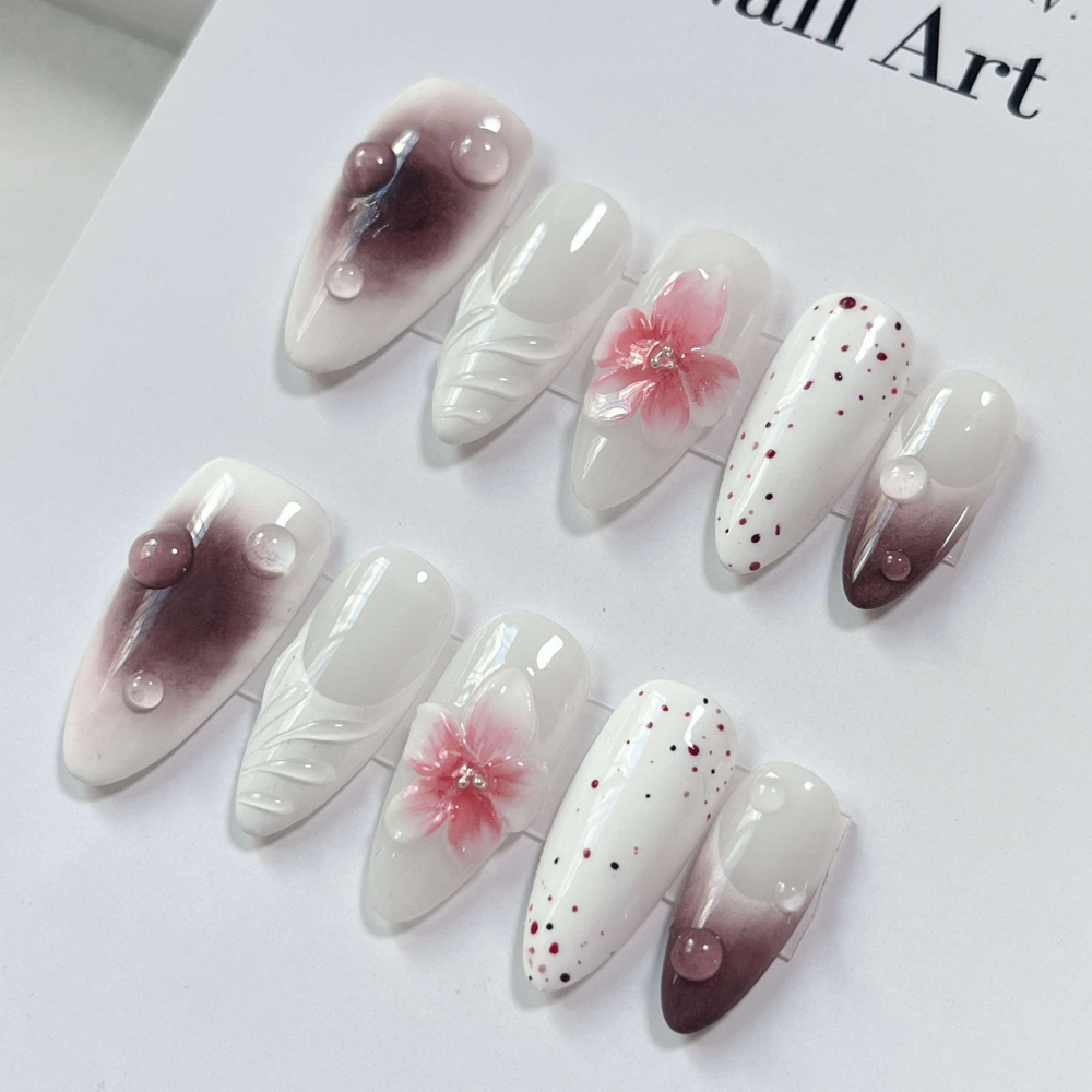 Almond 3d style nails 17