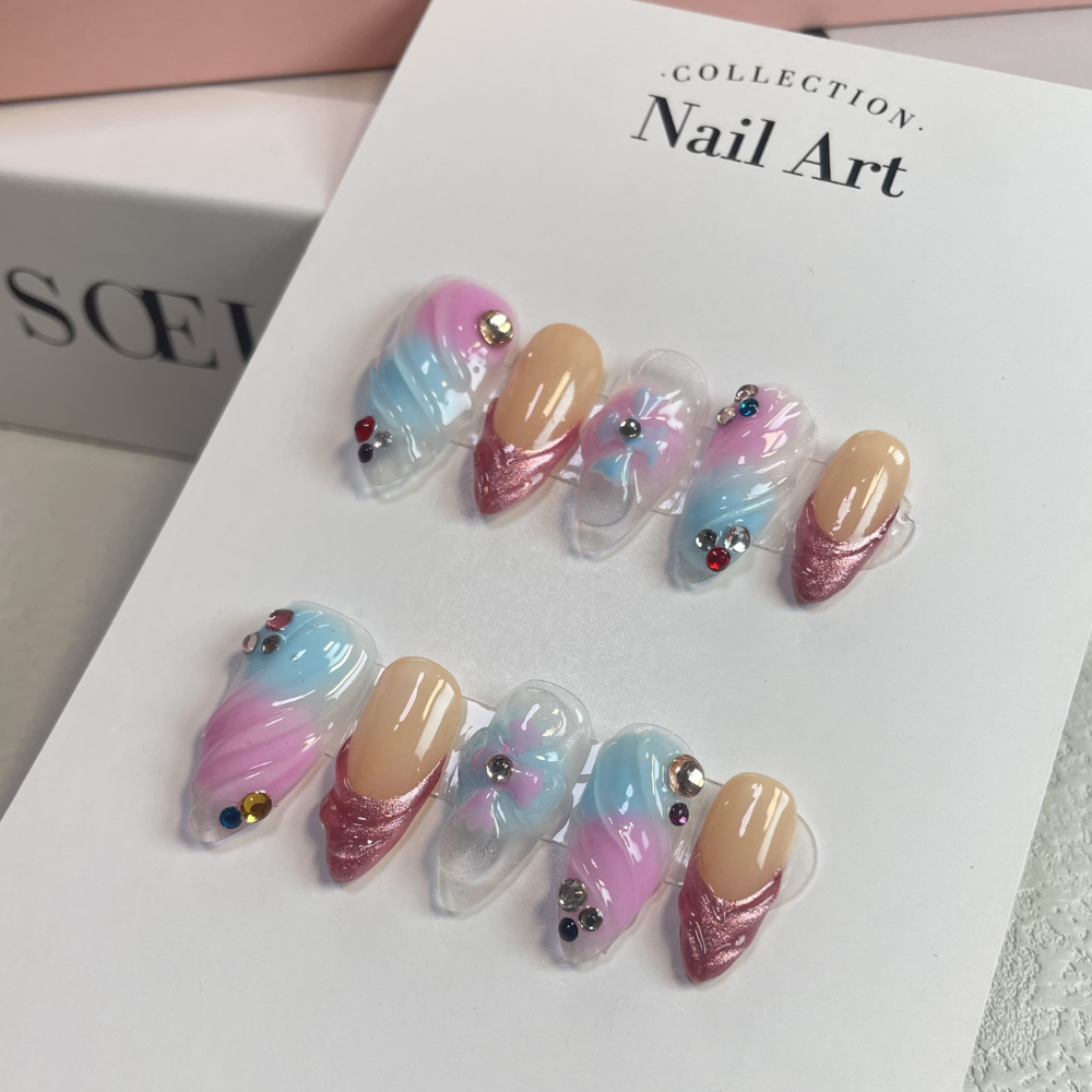 Almond 3d style nails 28