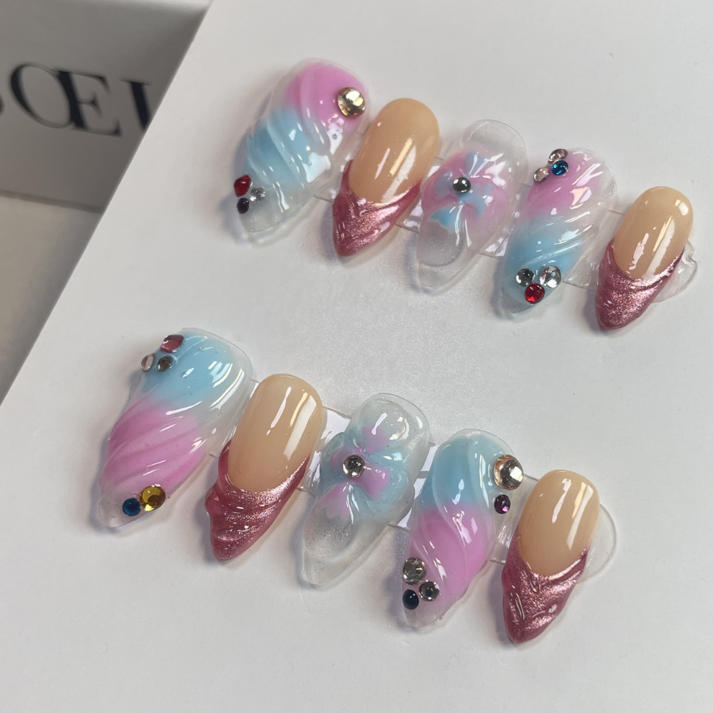 Almond 3d style nails 28