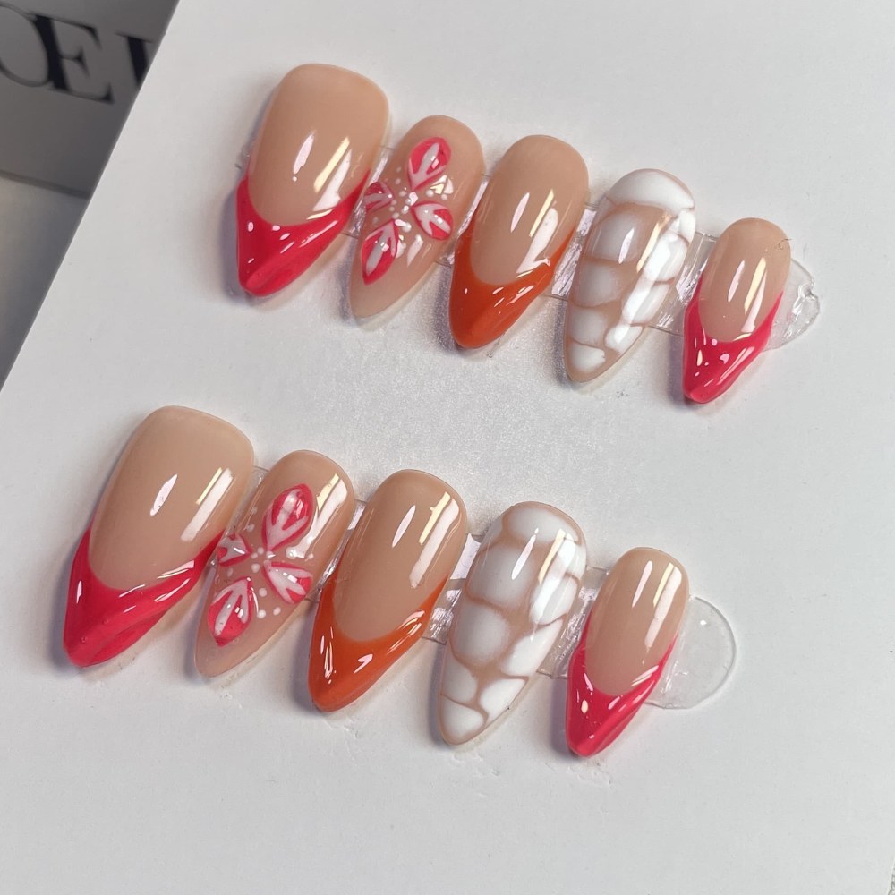 Almond 3d style nails 33