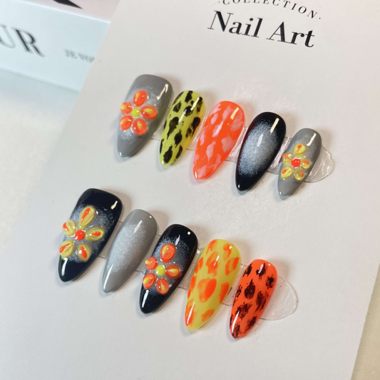 Almond 3d style nails 57