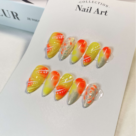 Almond 3d style nails 58