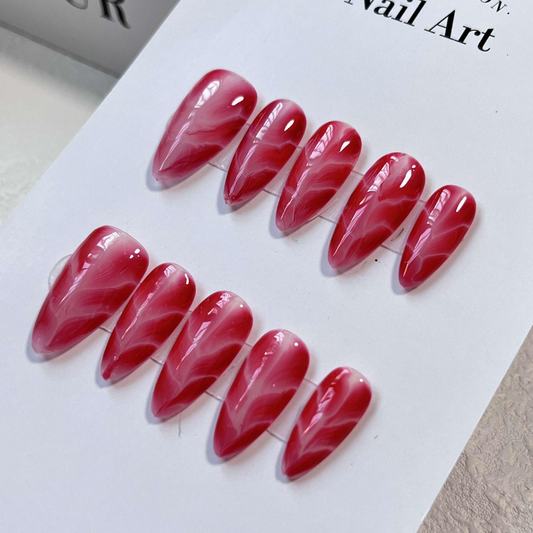 Almond style press on nails 19