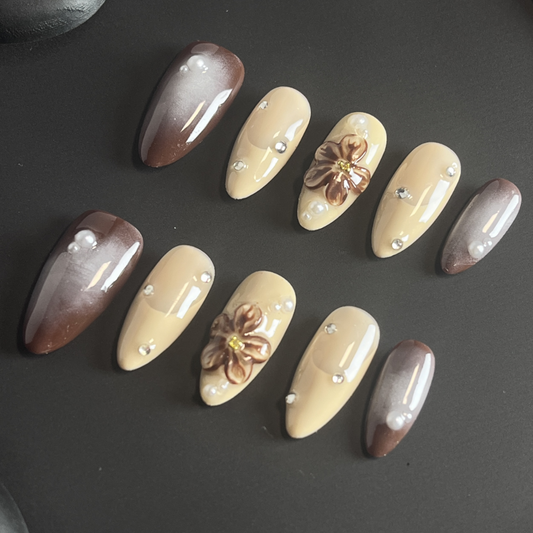 Almond 3d style nails 60