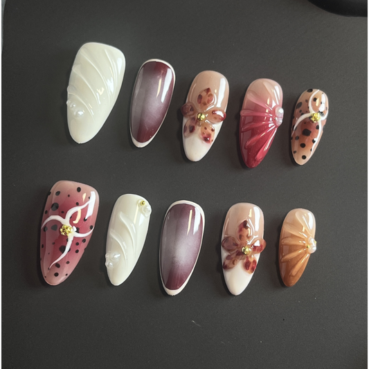 Almond 3d style nails 61