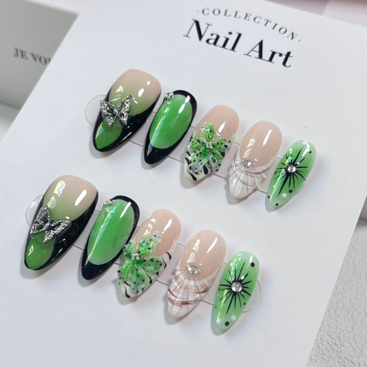 Almond 3d style nails 65