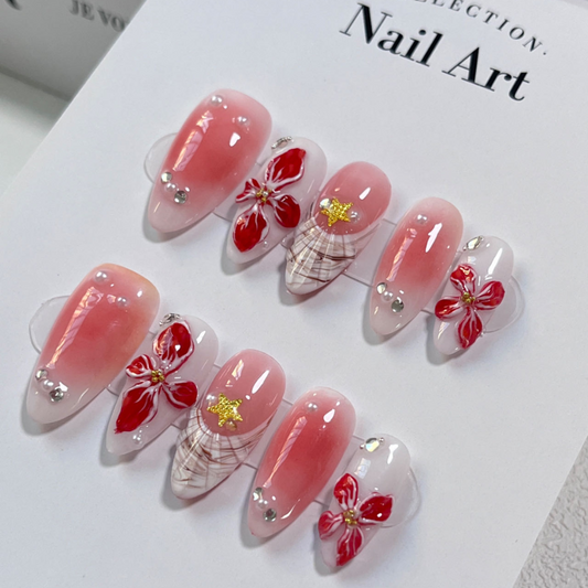 Almond 3d style nails 66