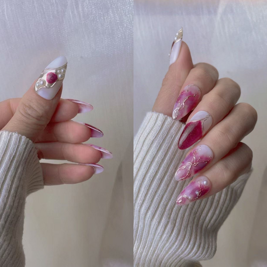 Marbling Pearl Press On Nails